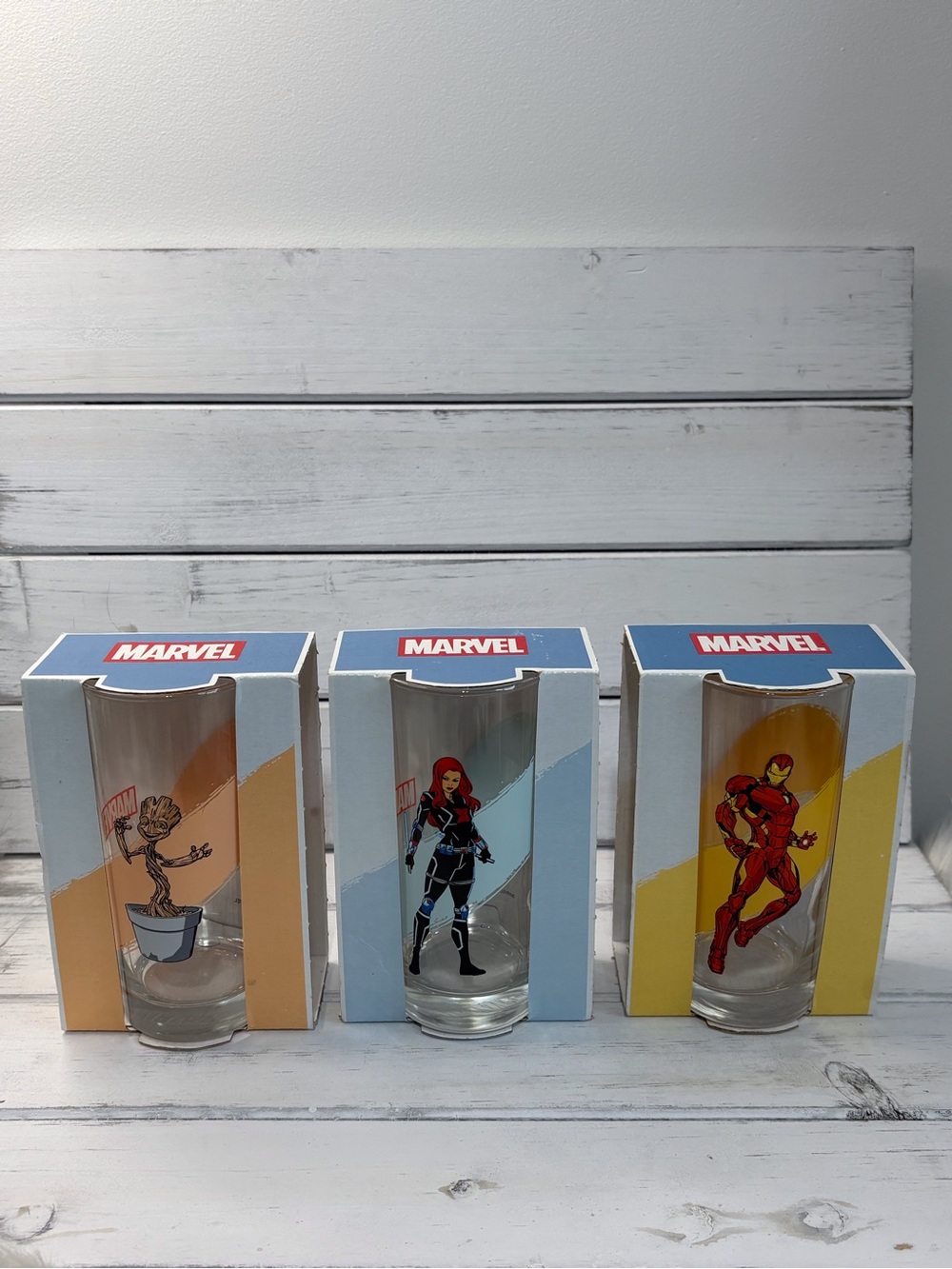 Marvel Pint Glass Set - Blue, Yellow, Orange Character Glasses